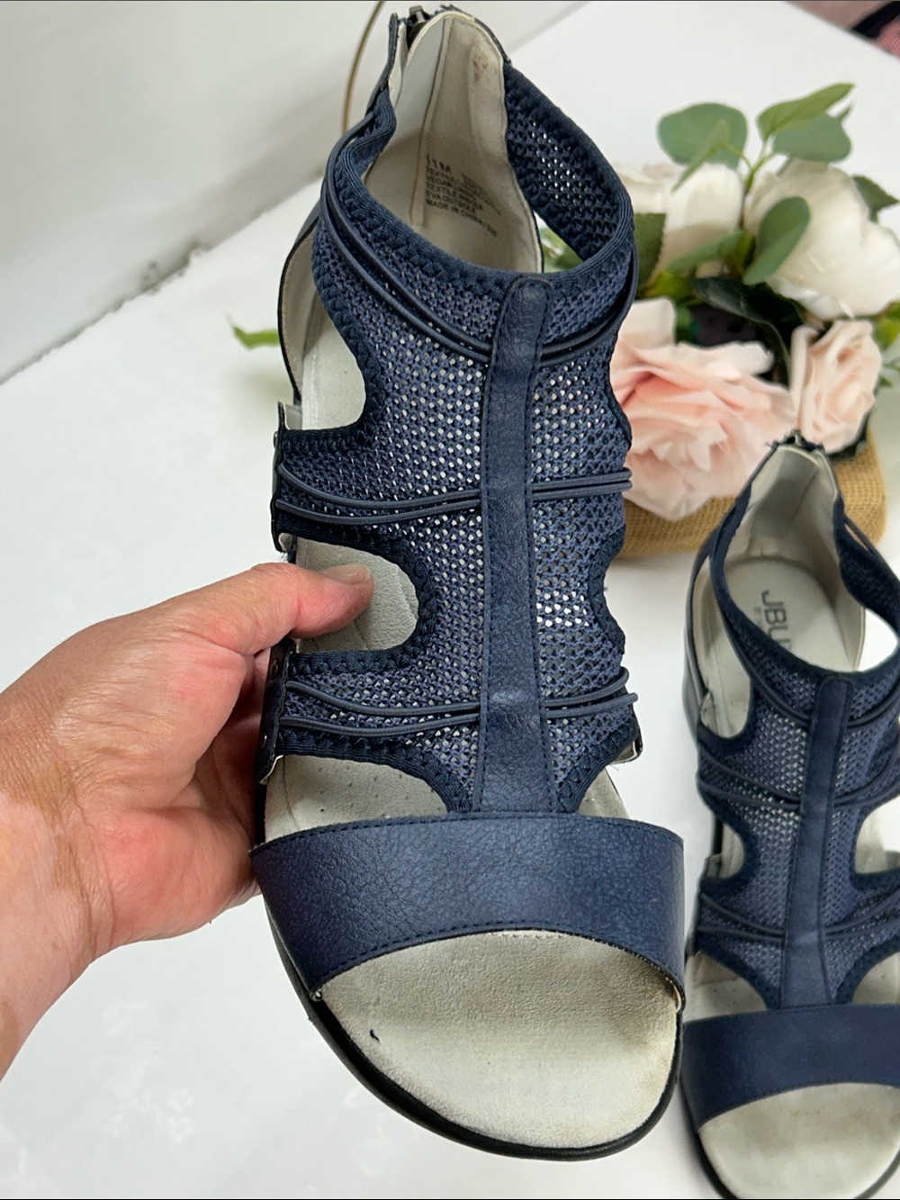 Comfort Stretch Navy Women’s Sandals with Supportive Straps - Picture 5 of 12